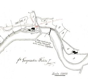 2. Particolare della planimetria del progetto dell’ing. F. Gorgosalice (1909) – focus sul mulino Faccio
